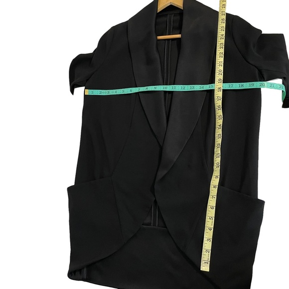 Aritzia Wilfred Blazer Jacket Chevalier Black Open Front Crepe Size 8 - Picture 11 of 15